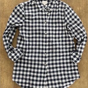 J. Crew Women’s Navy and White Plaid Button Down Shirt